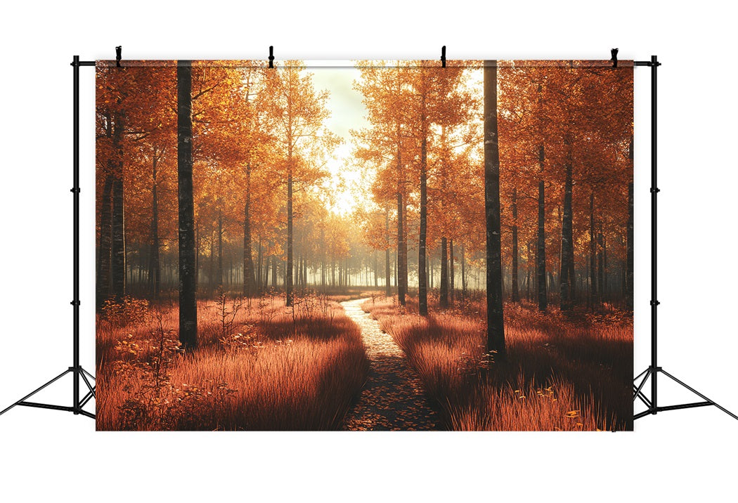 Toile de fond Automne Nature Sentier Ensoleillé Forêt Dorée CSH58-229