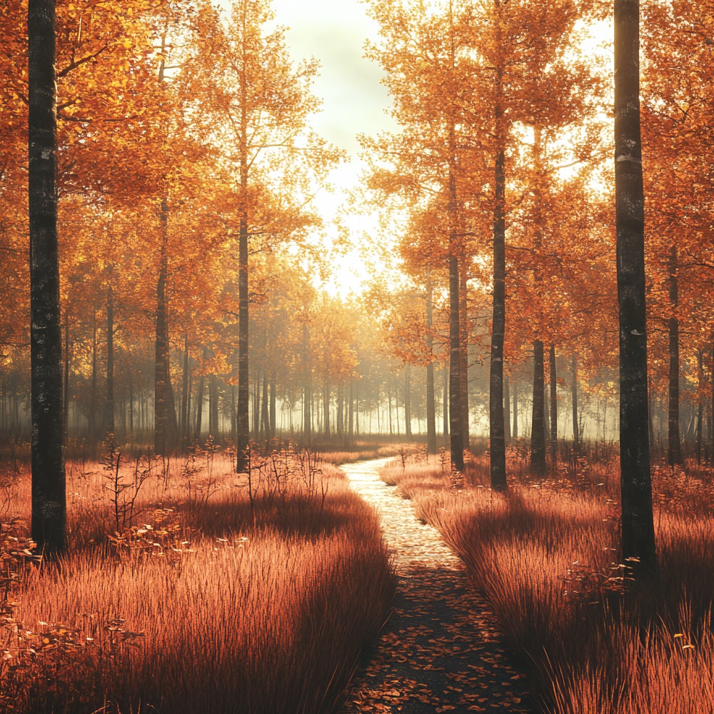Toile de fond Automne Nature Sentier Ensoleillé Forêt Dorée CSH58-229