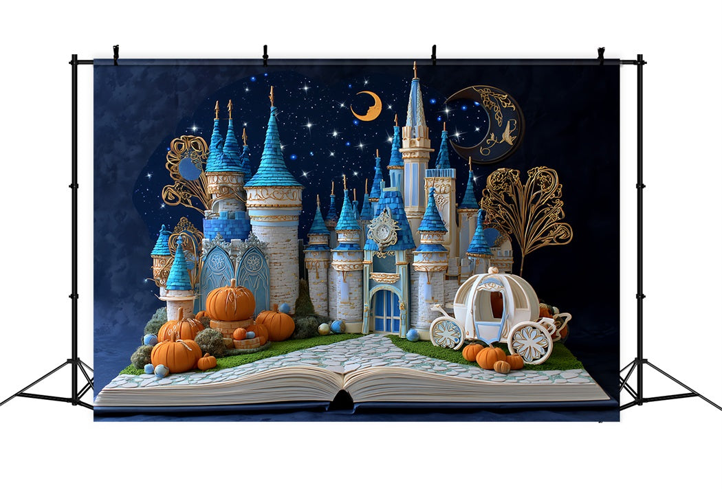Toile de fond Il Était une Fois Minuit Carrosse Citrouille Château CSH58-234
