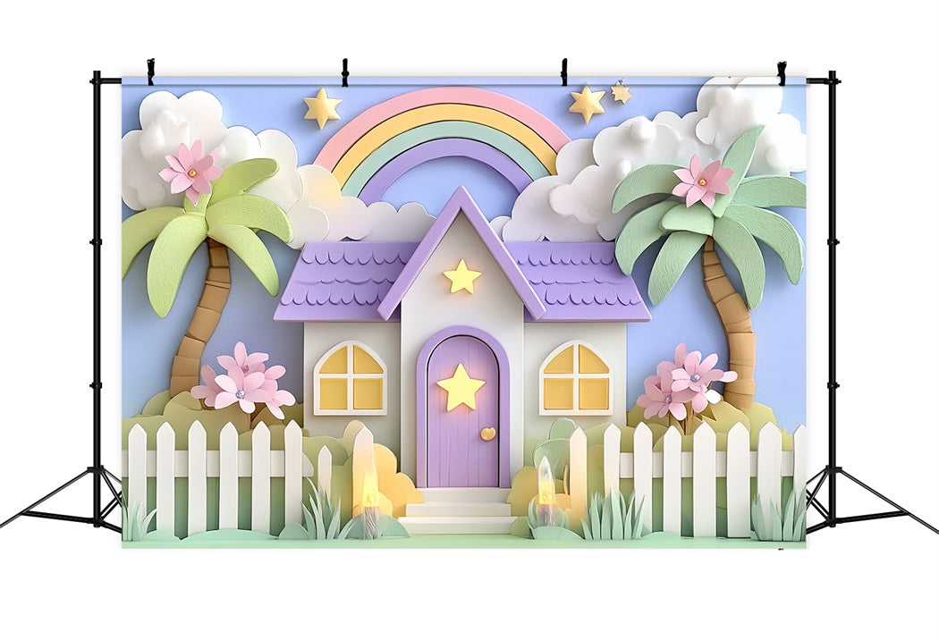 Toile de fond Nouveau-né Mignon Arc-en-Ciel Pastel Cottage Fantaisie CSH58-237