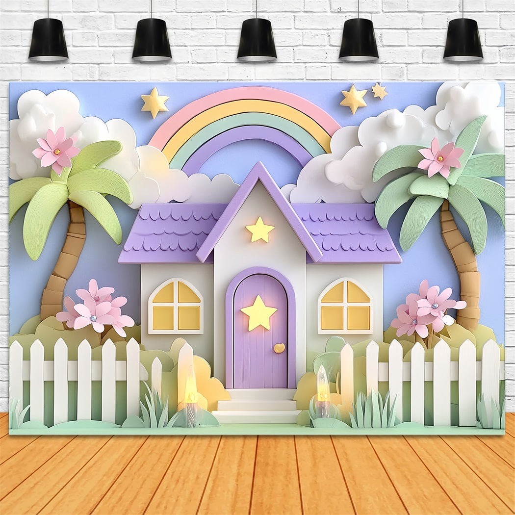 Toile de fond Nouveau-né Mignon Arc-en-Ciel Pastel Cottage Fantaisie CSH58-237