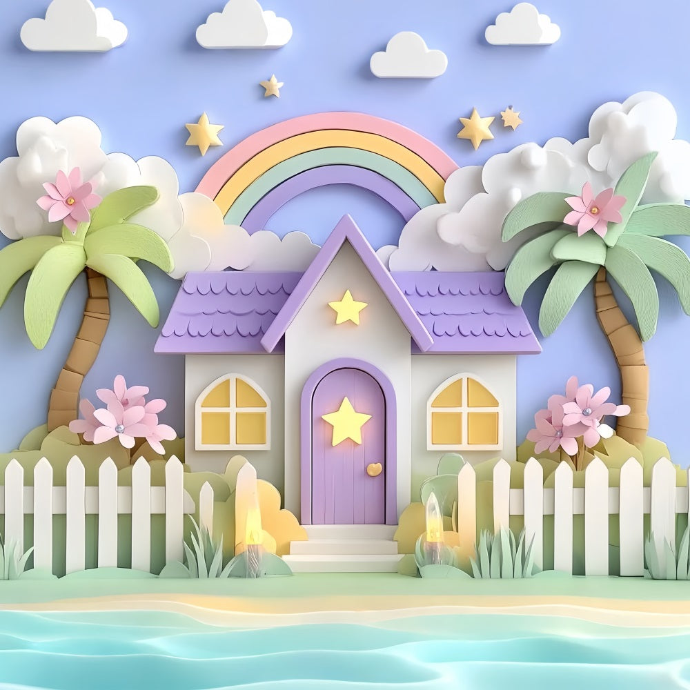 Toile de fond Nouveau-né Mignon Arc-en-Ciel Pastel Cottage Fantaisie CSH58-237