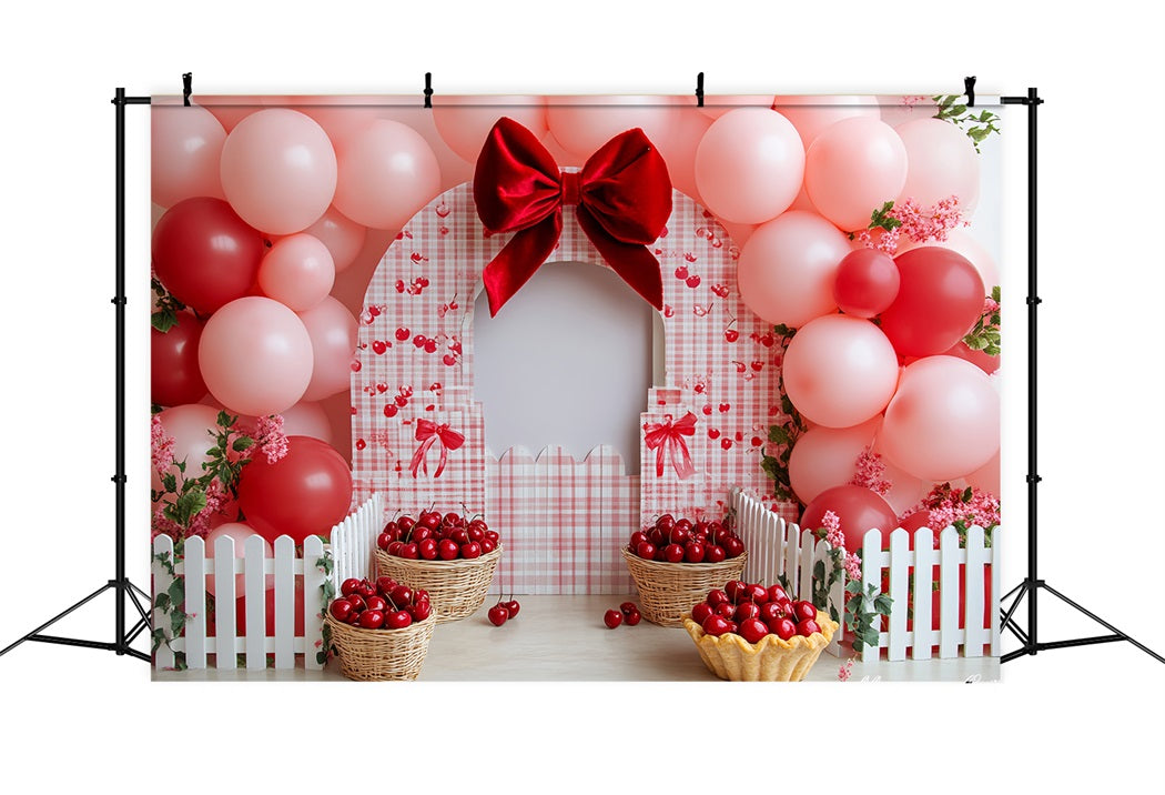 Toile de fond Enfant Mignon Panier Ballons Cerises Délice CSH58-239