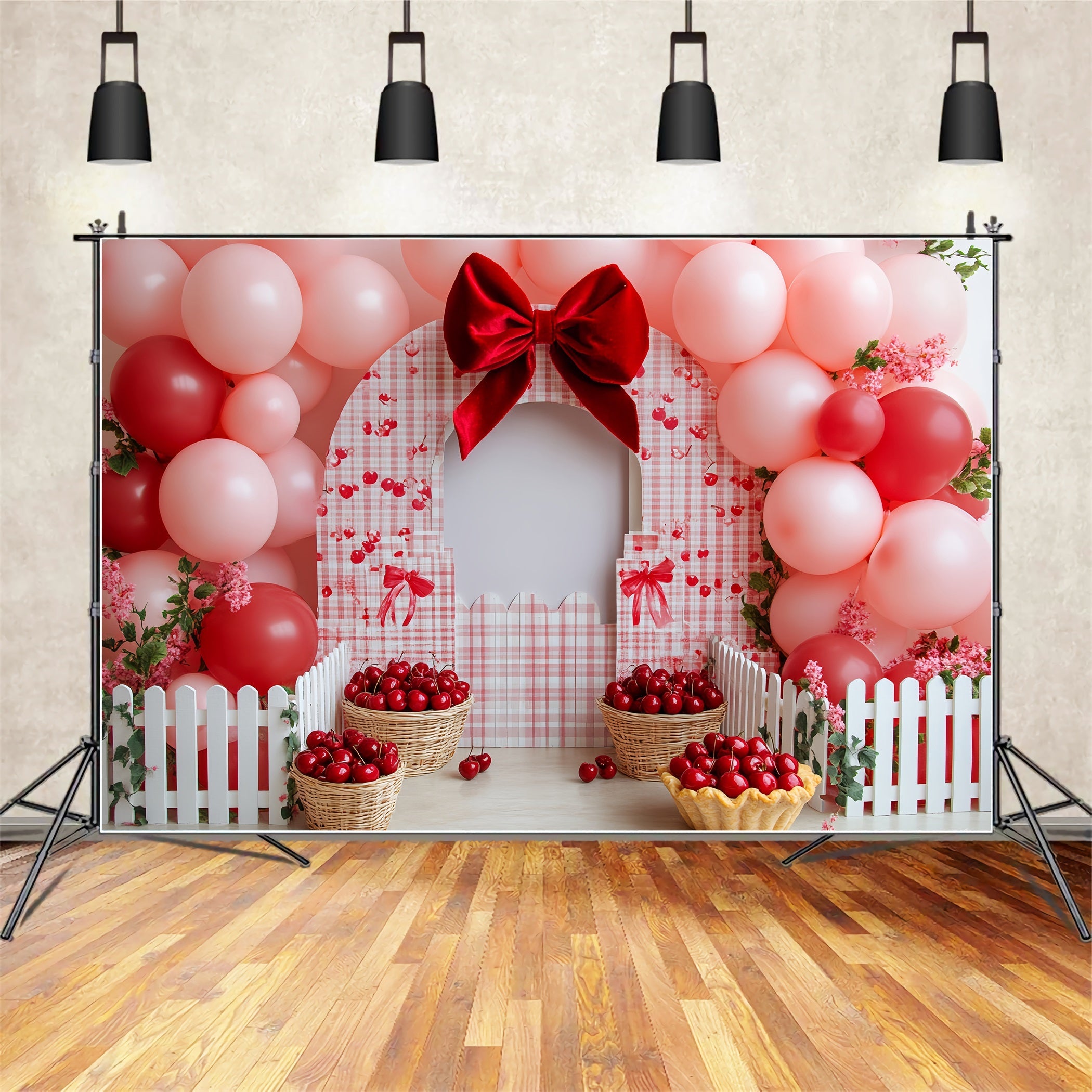 Toile de fond Enfant Mignon Panier Ballons Cerises Délice CSH58-239