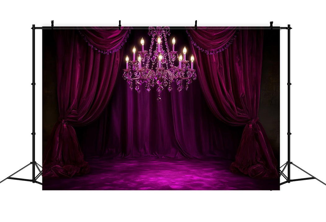 Toile de fond Boudoir Draperies Lustre Velours Magenta CSH58-251