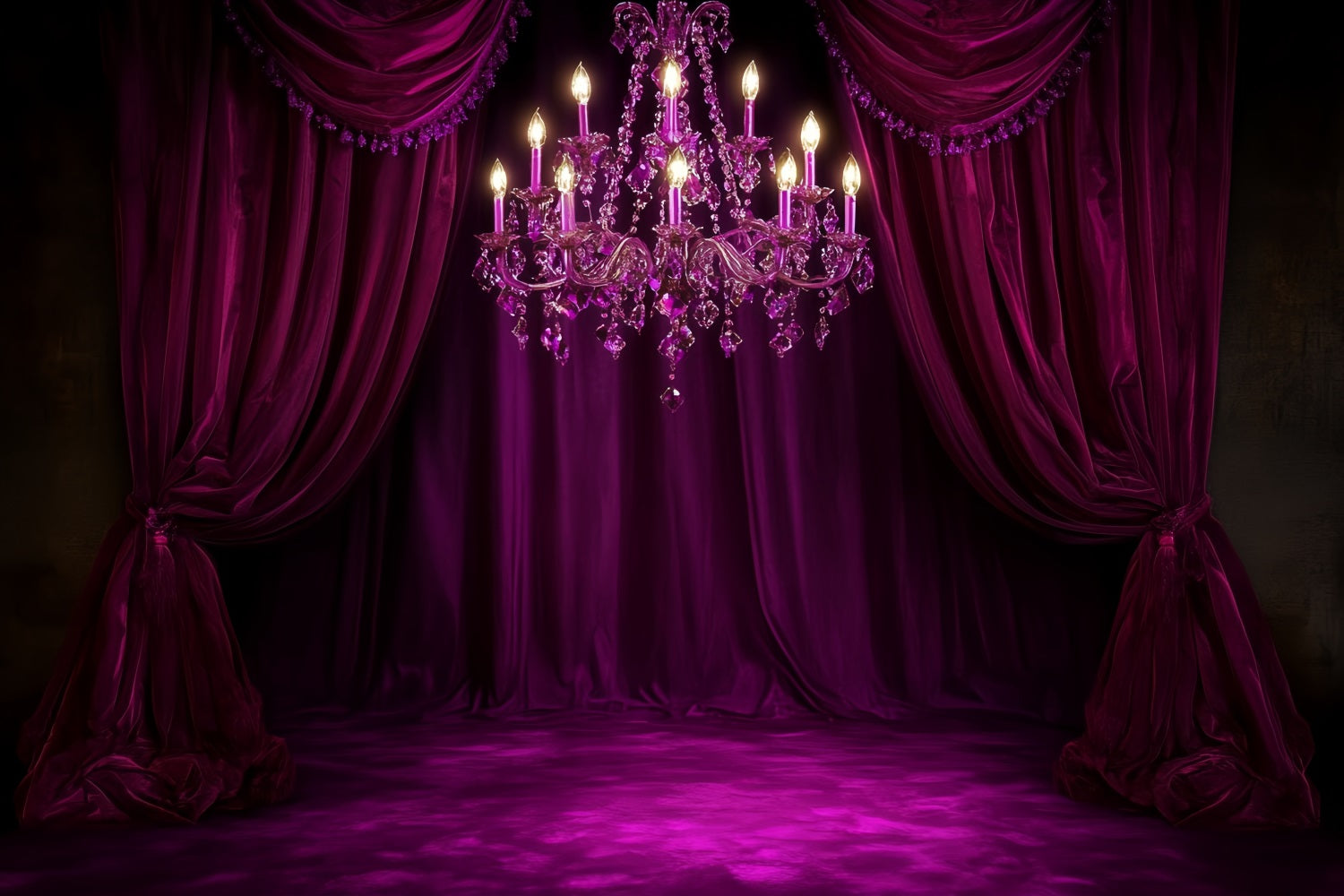 Toile de fond Boudoir Draperies Lustre Velours Magenta CSH58-251