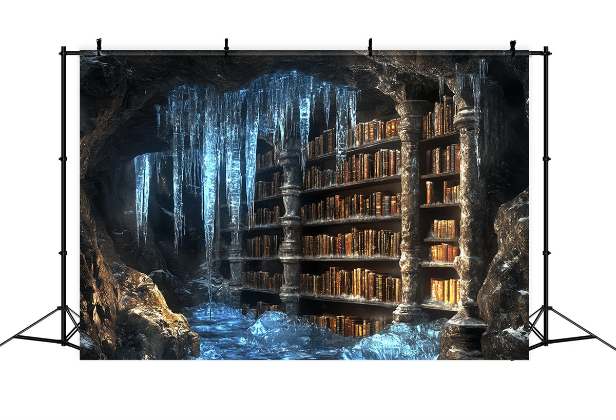 Toile de fond Hiver Grotte Gelée Bibliothèque Ancienne aux Stalactites CSH58-32