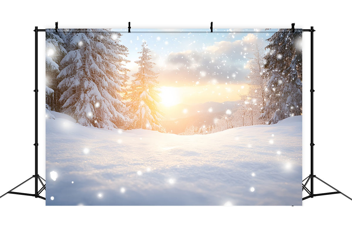 Toile de fond Hiver Forêt de Neige Chaleur Hivernale et Congères Pays des Merveilles CSH58-45
