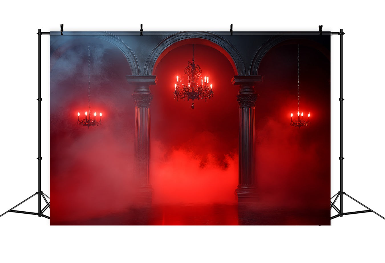 Fond Photo Halloween Brouillard Rouge Gothique Arches Gothiques CSH58-46