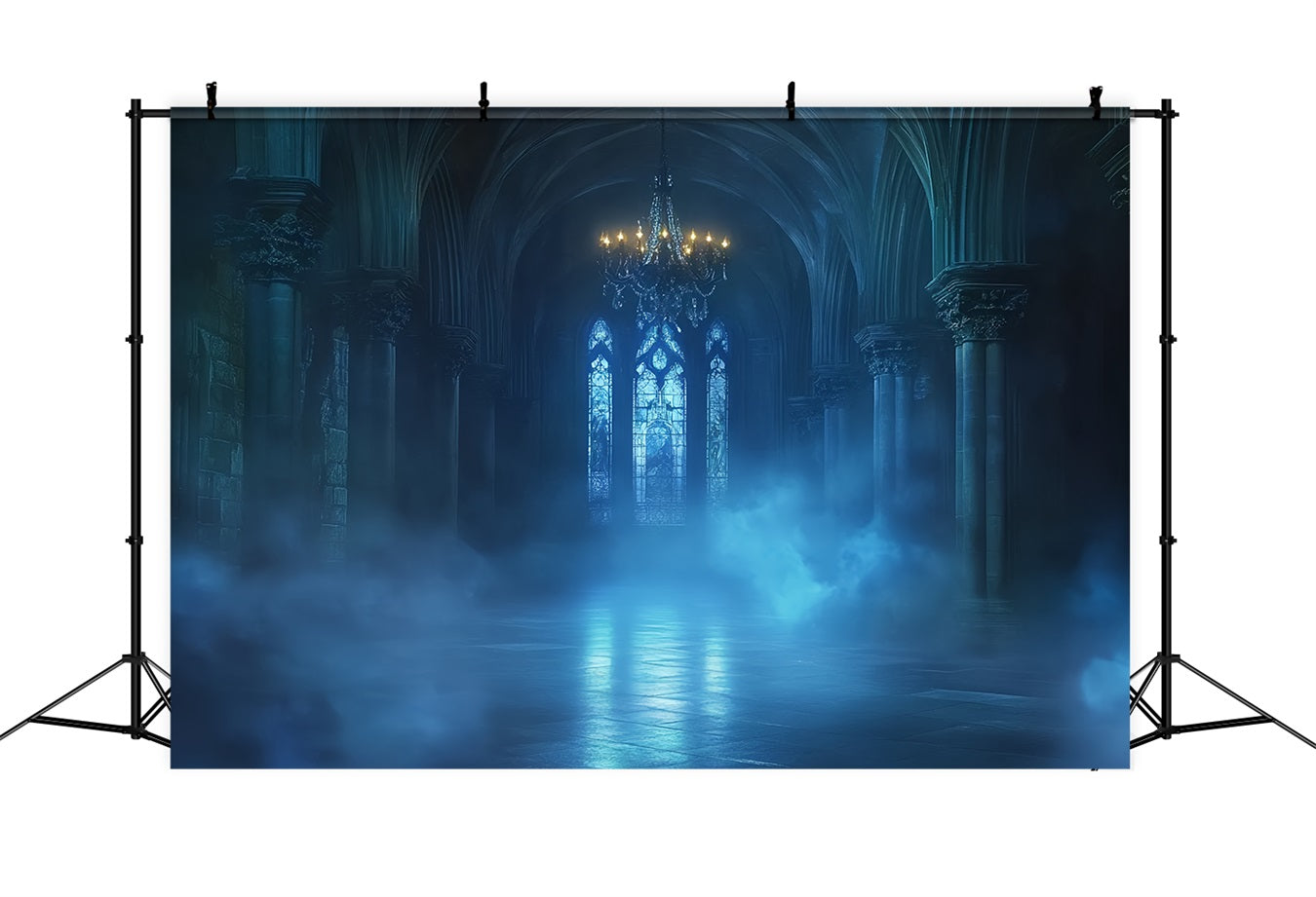 Toile De Fond Halloween Brume Bleue Cathédrale Lueur CSH58-47