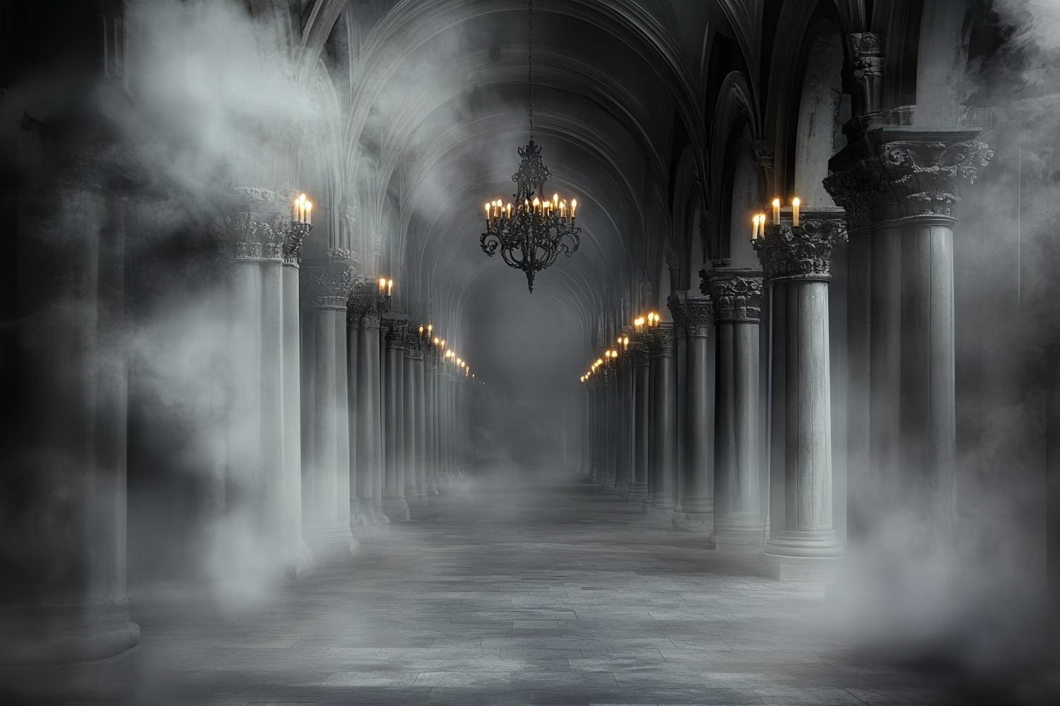 Toile Halloween Brouillard Gris Allée Hantée Idées CSH58-48