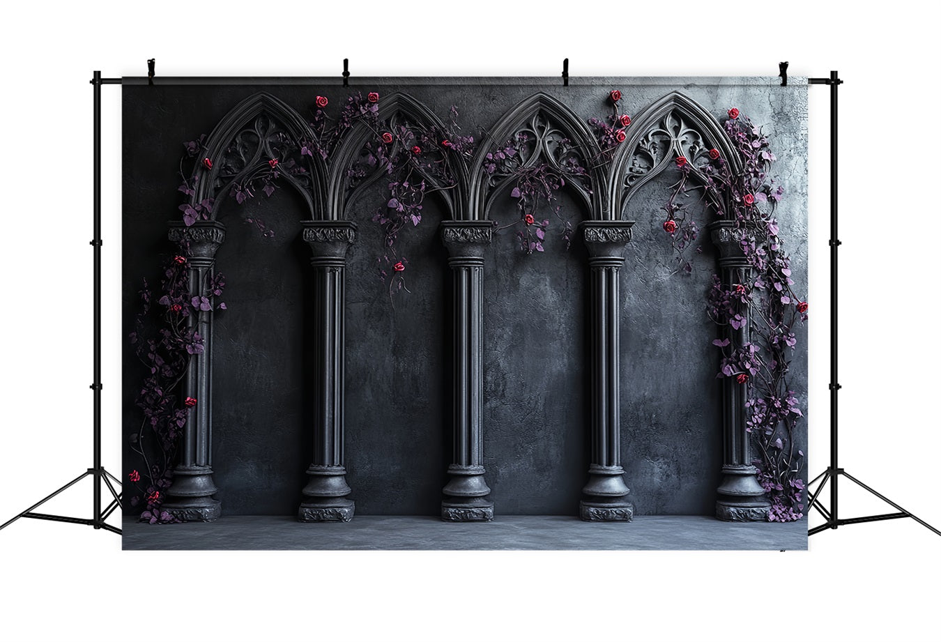 Toile De Fond Photo Halloween Arches Gothiques Roses Cramoisi CSH58-50