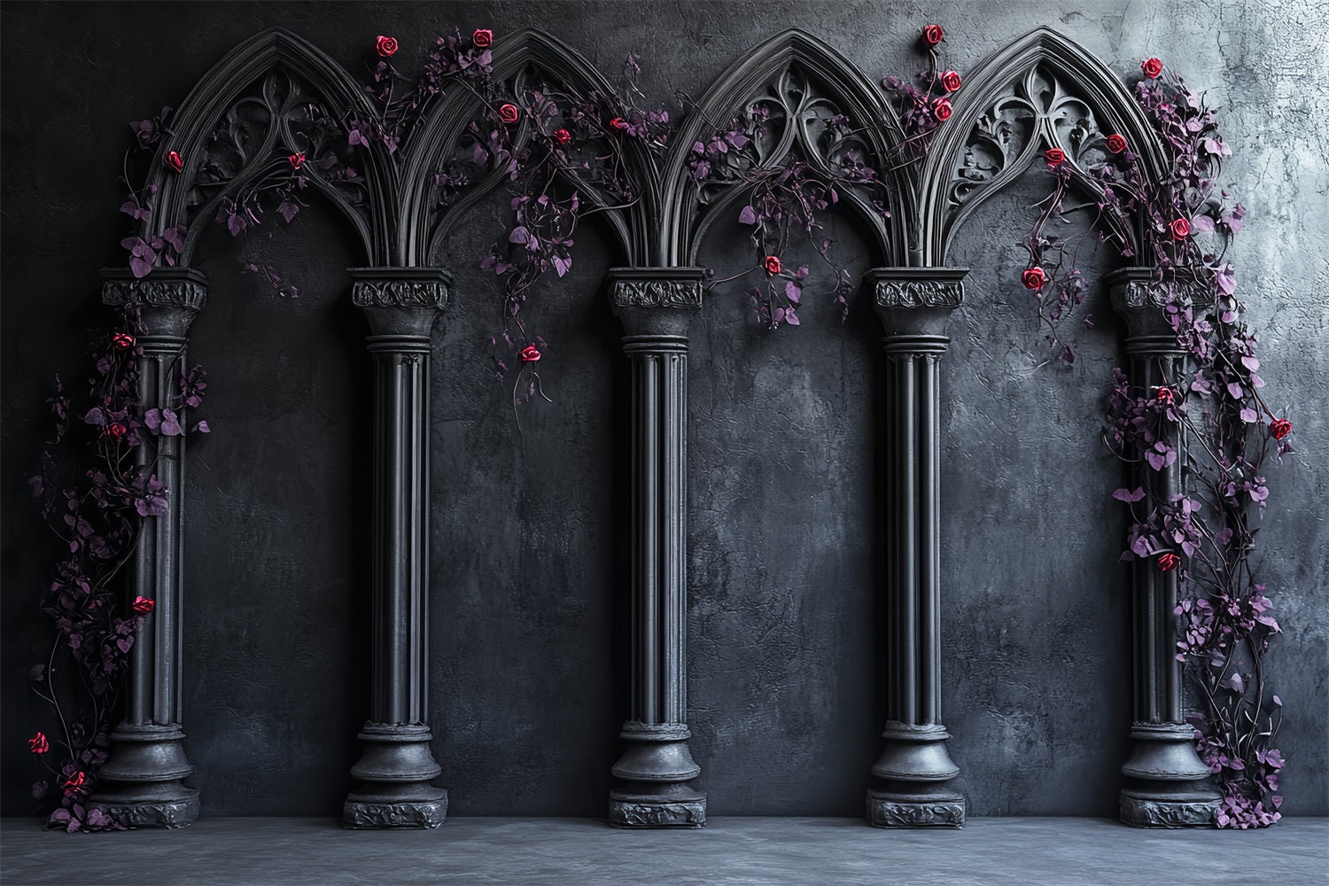 Toile De Fond Photo Halloween Arches Gothiques Roses Cramoisi CSH58-50