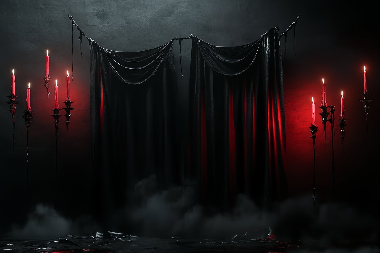 Fond Studio Halloween Tentures Sombres Bougies Rouges CSH58-51