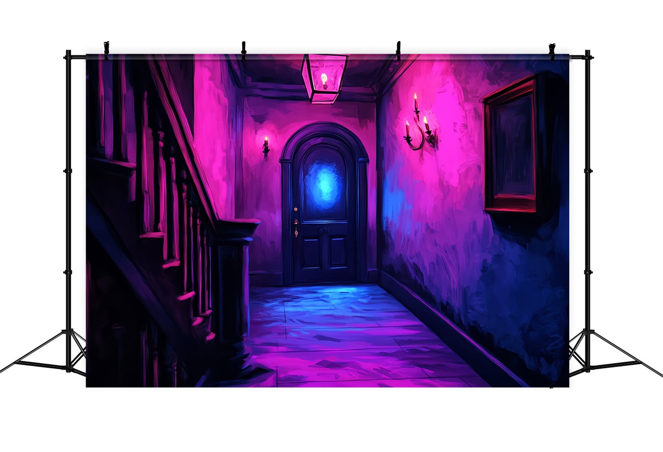 Toile Photo Halloween Néon Effrayant Couloir Hanté Lueur CSH58-53