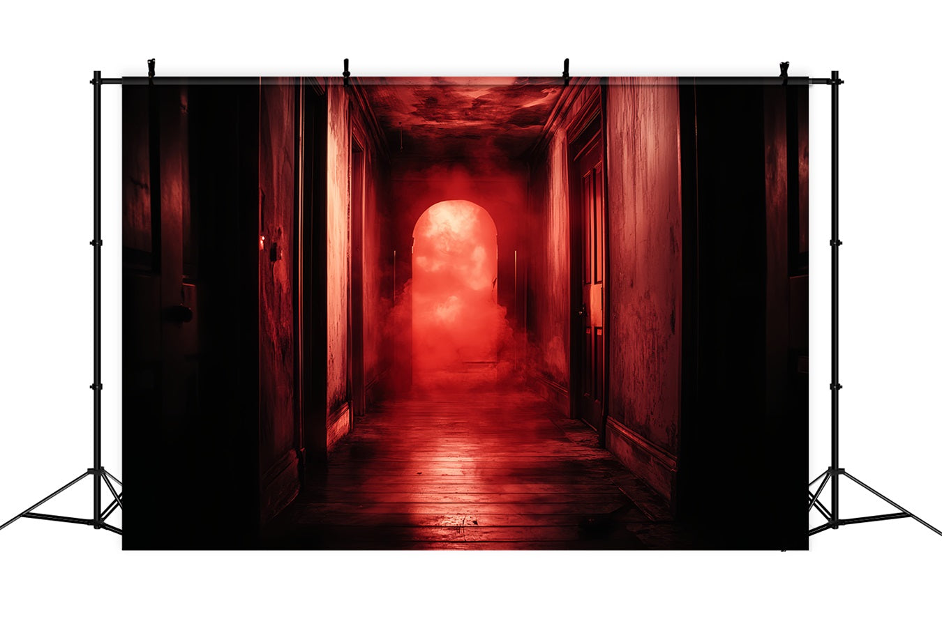 Toile De Fond Halloween Couloir Hanté Brouillard Rouge Effrayant CSH58-55