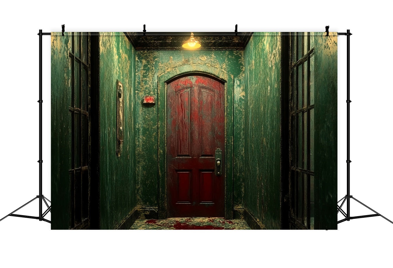 Toile Halloween Porte Verte Abîmée Sanglante Effrayante CSH58-56