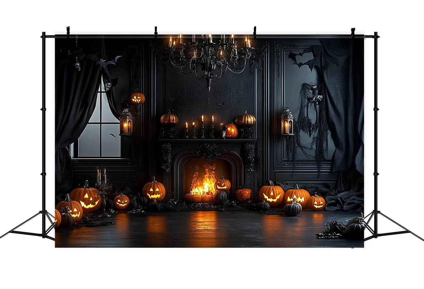 Toile Photo Halloween Citrouille Cheminée Chambre Gothique CSH58-66