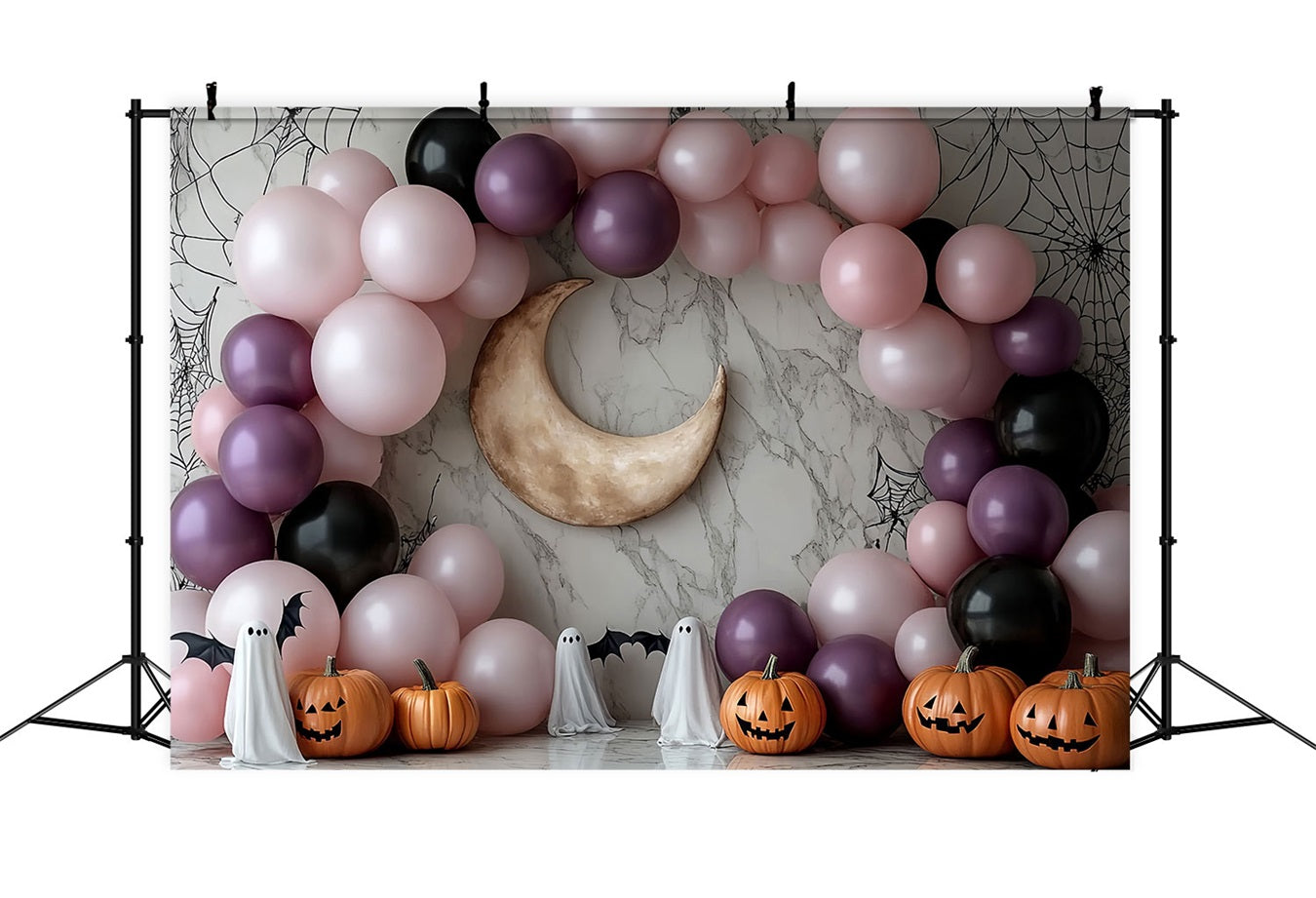Fond Photo Halloween Arche Lune Ballons Roses Idées CSH58-67