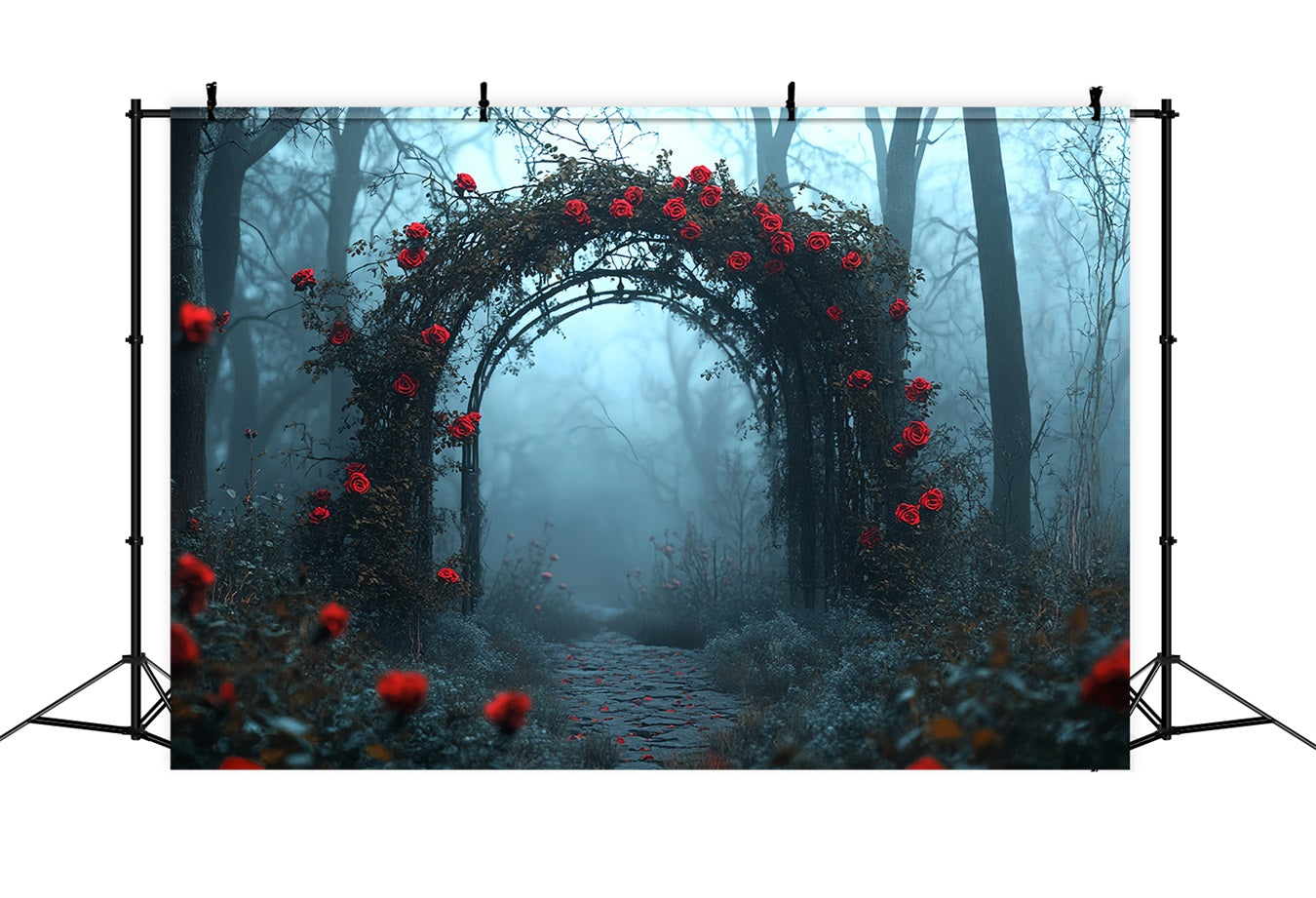 Toile De Fond Halloween Arche Gothique Rose Rouge CSH58-80