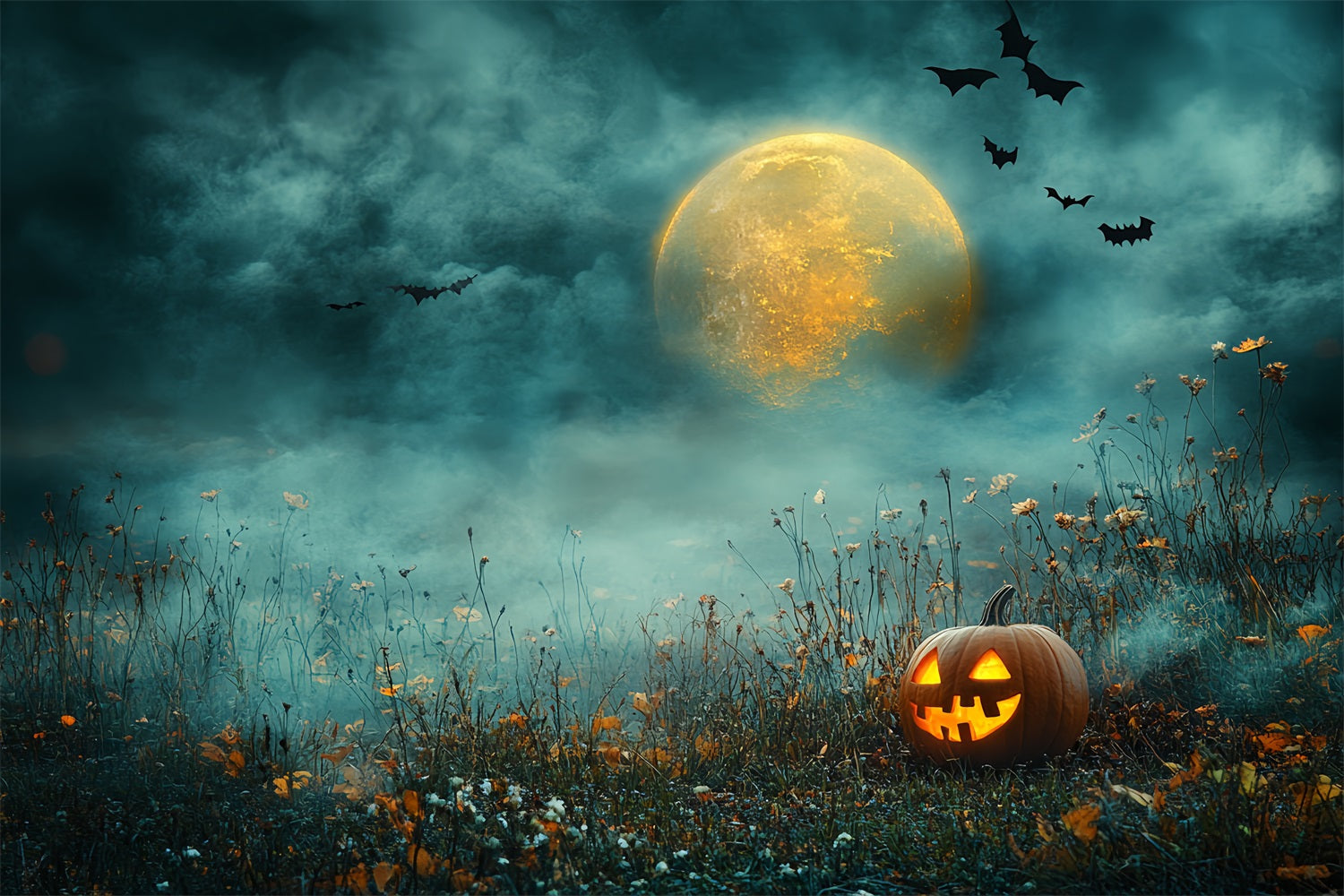 Toile Halloween Citrouille Nuit Ciel Éclairé Par Lune CSH58-81