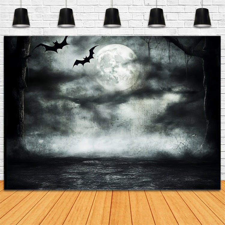 Fond Photo Halloween Chauves-Souris Clair De Lune Forêt Hantée CSH58-85