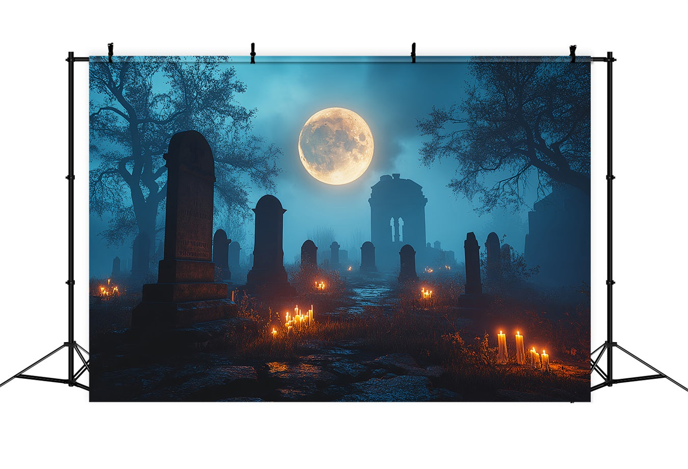 Toile Halloween Cimetière Pleine Lune Lueur Idées CSH58-93