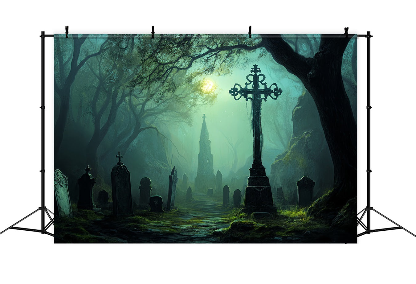 Fond Photo Halloween Sentier Cimetière Hanté Clair De Lune CSH58-97
