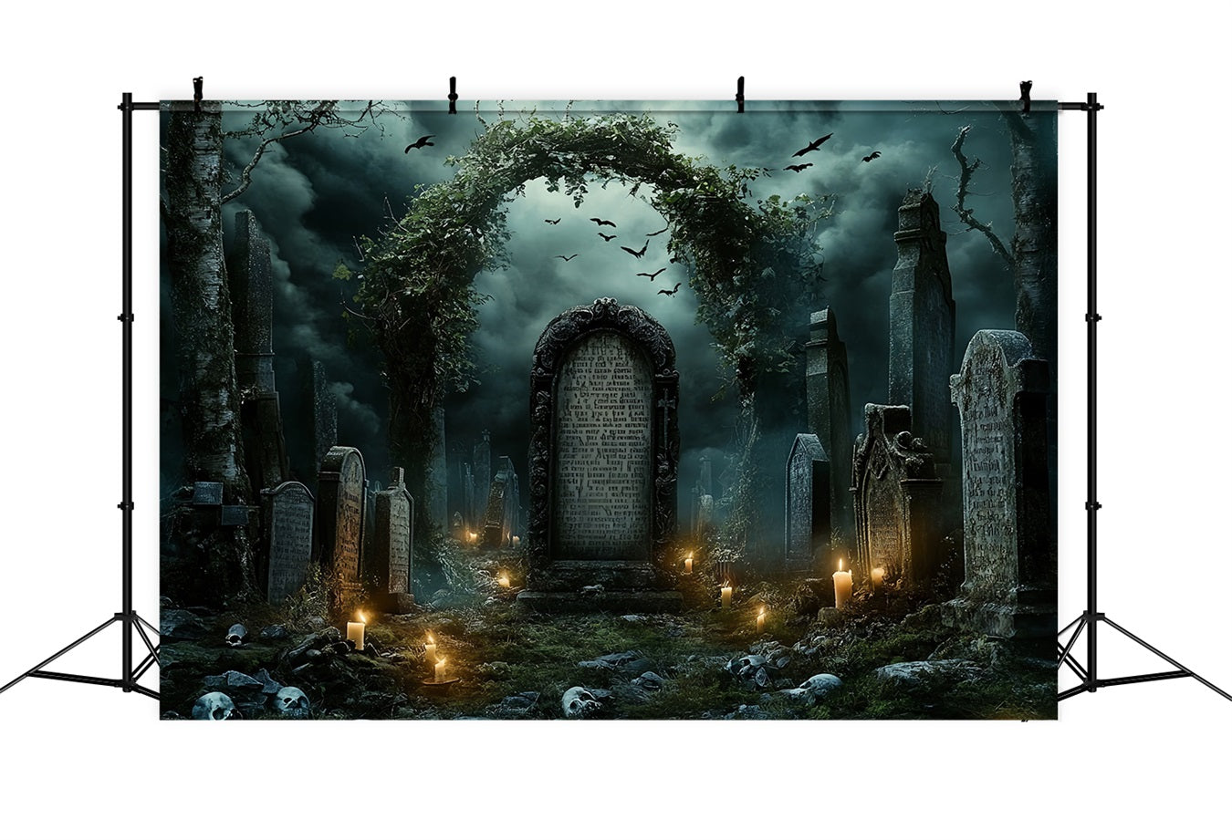 Toile De Fond Halloween Arche Lierre Tombes Idées CSH58-98