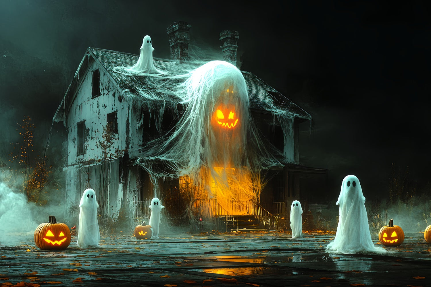Toile de fond Halloween Effrayant Cabane Fantôme Hantée CSH6-100
