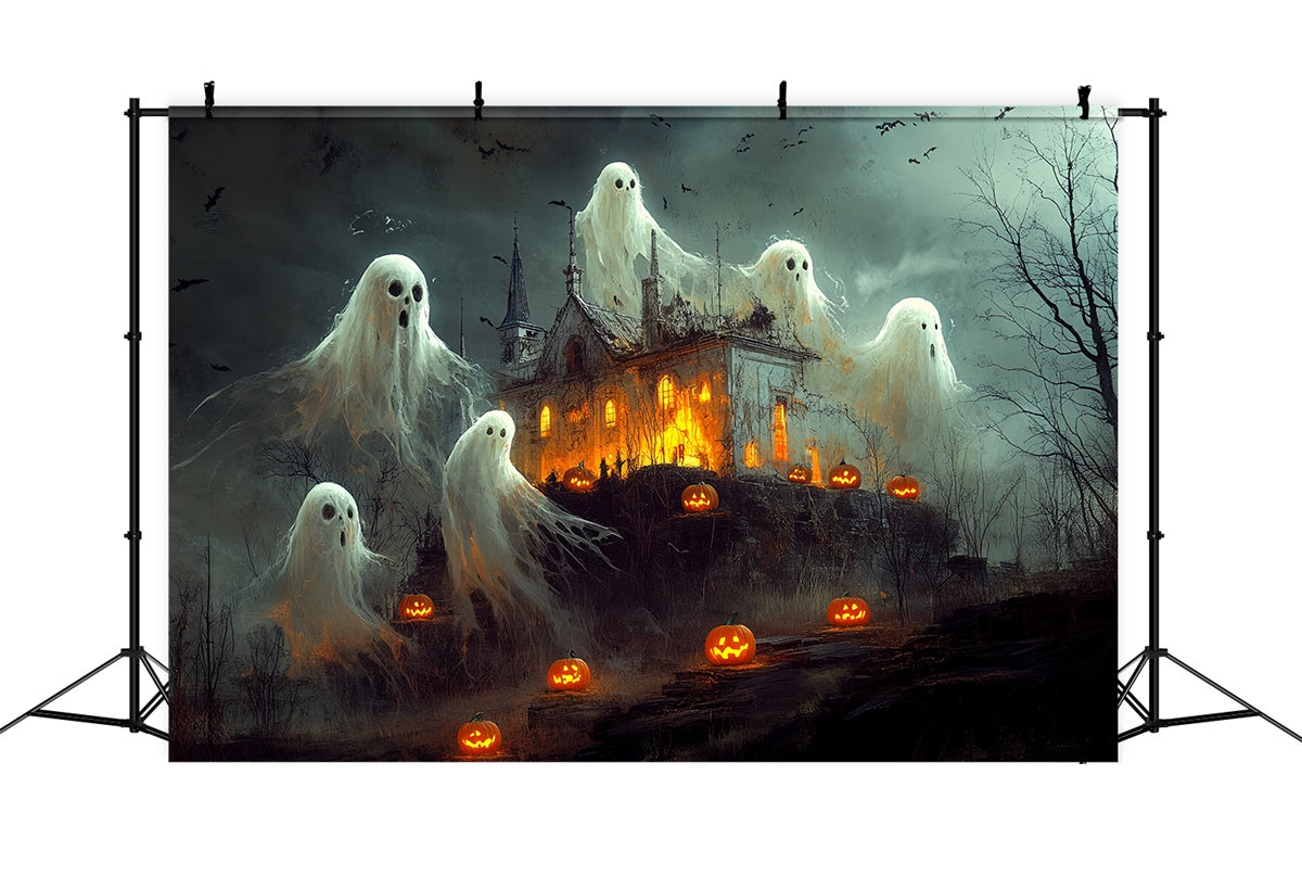 Toile de fond Halloween Effrayant Parade de Fantômes Chemin de Citrouilles CSH6-101