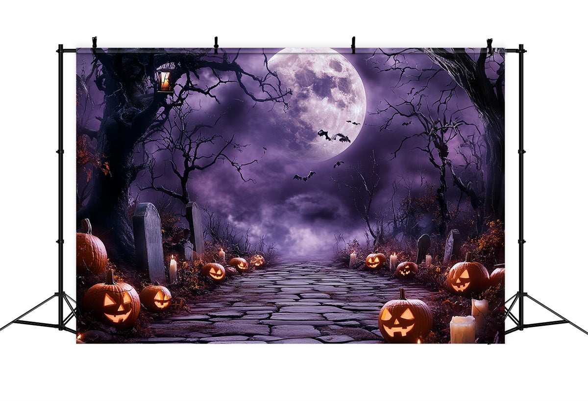 Toile de fond Halloween Lune Lueur de Minuit Pierre Tombale CSH6-102