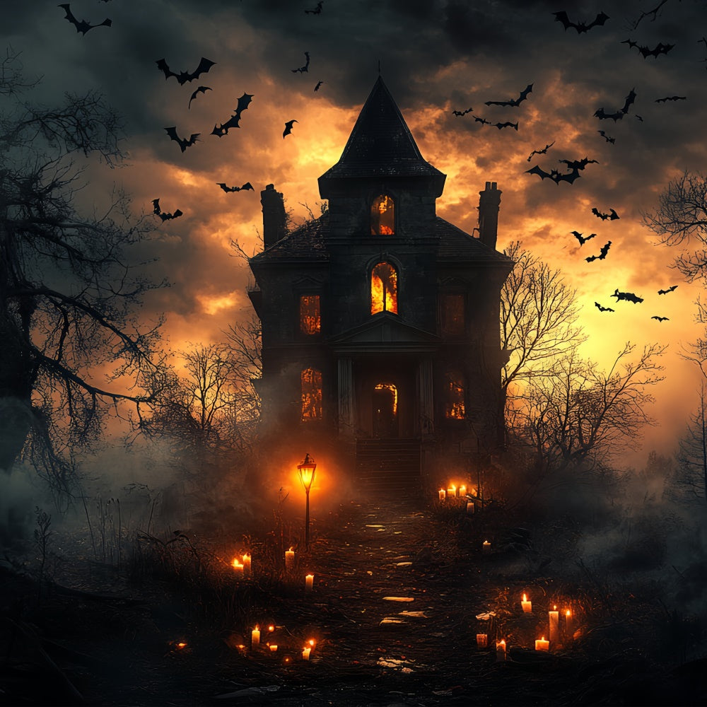 Toile de fond Halloween Maison Horreur Crépuscule Hantée CSH6-104