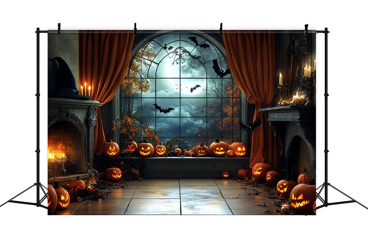 Toile de fond Photo Halloween Salon Citrouille au Clair de Lune CSH6-106
