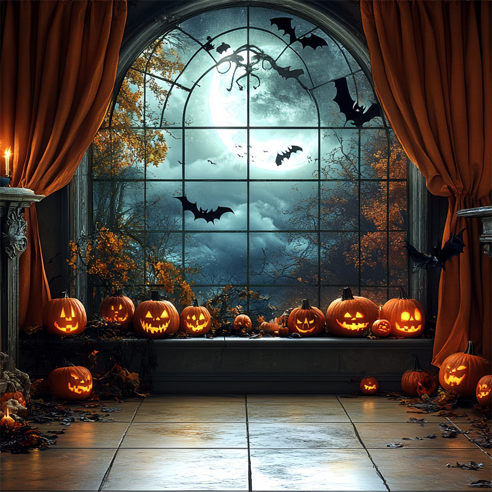 Toile de fond Photo Halloween Salon Citrouille au Clair de Lune CSH6-106