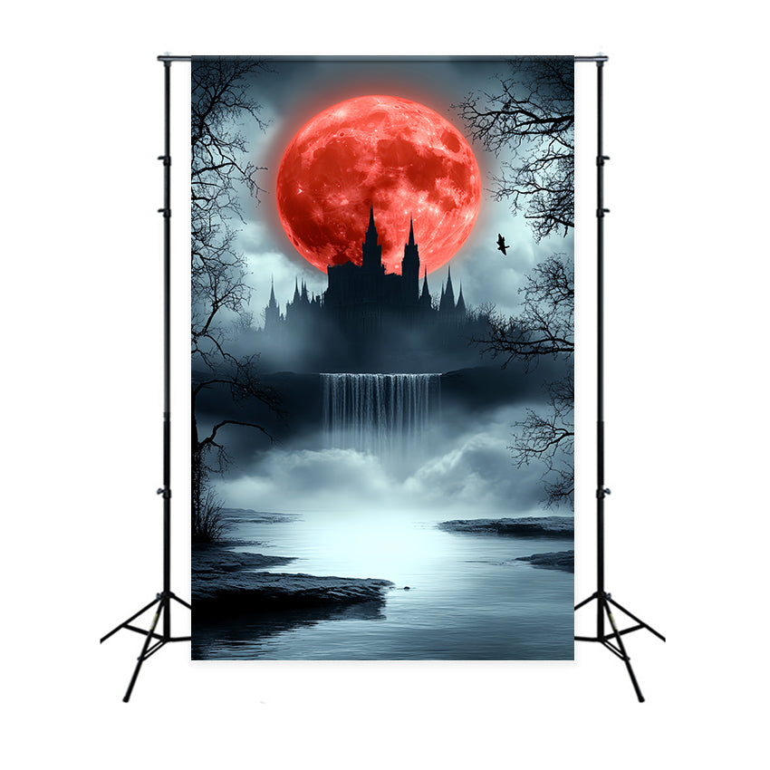 Toile de fond Halloween Lune Pourpre Château Effrayant Halloween CSH6-111