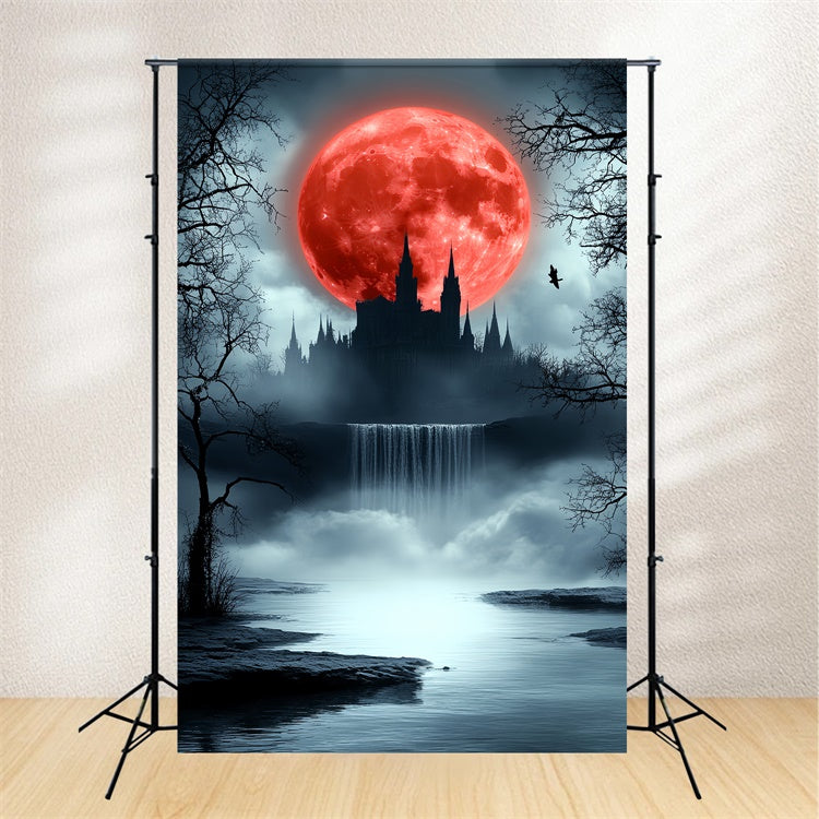 Toile de fond Halloween Lune Pourpre Château Effrayant Halloween CSH6-111