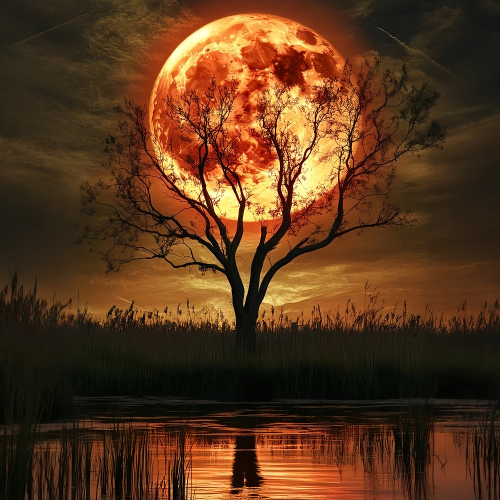 Toile de fond Halloween Lune Lune Pourpre Saule CSH6-112