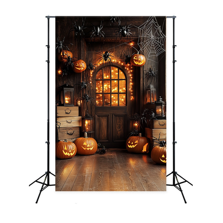 Toile de fond Halloween Entrée Hantée Citrouille Araignée CSH6-113