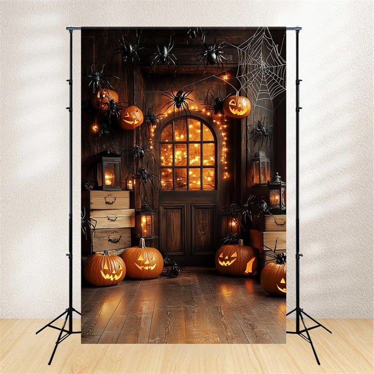 Toile de fond Halloween Entrée Hantée Citrouille Araignée CSH6-113