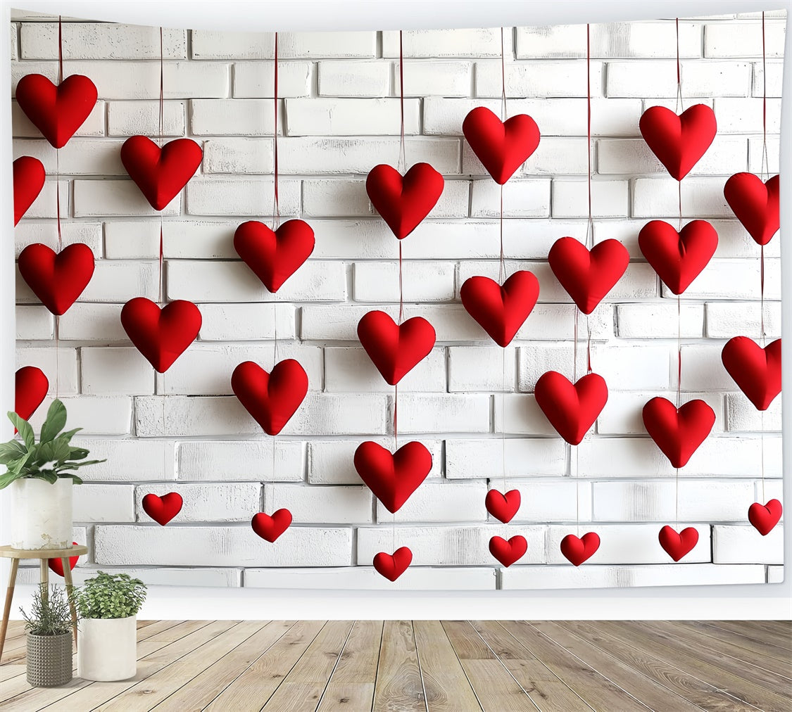 Toile de fond Mur de Brique Coeur Rouge Minimaliste CSH6-132