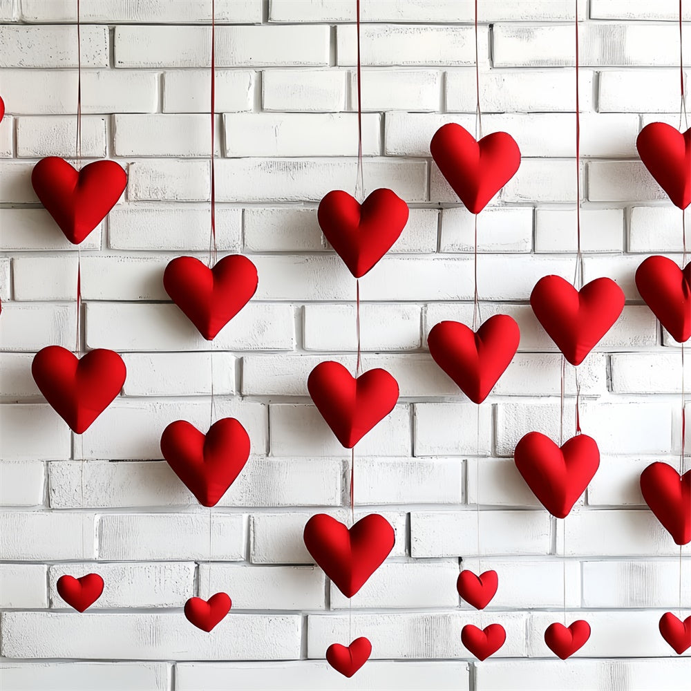 Toile de fond Mur de Brique Coeur Rouge Minimaliste CSH6-132