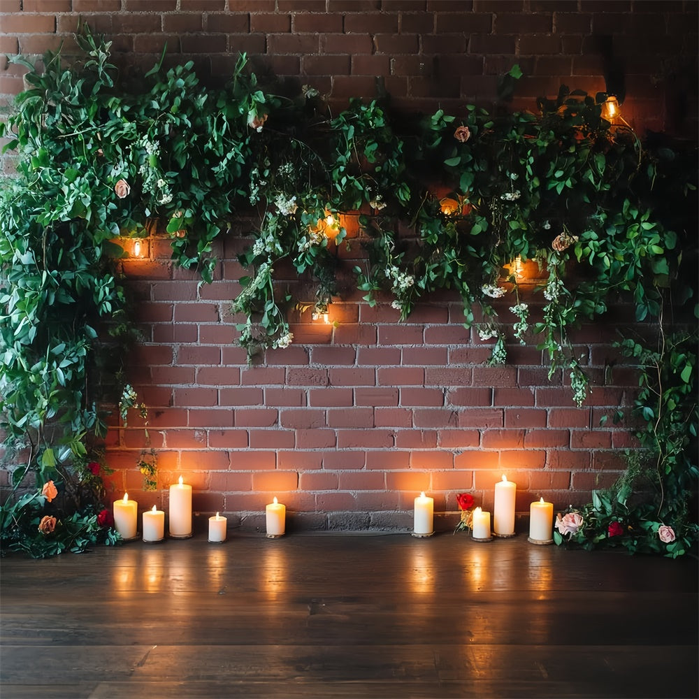 Toile de fond Brique Rouge Romance au Lierre et Bougies CSH6-134