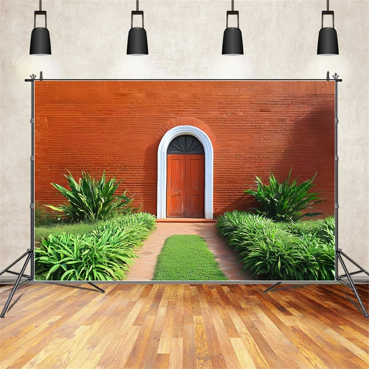 Toile de fond Mur de Brique Rouge Entrée Classique en Arche CSH6-137