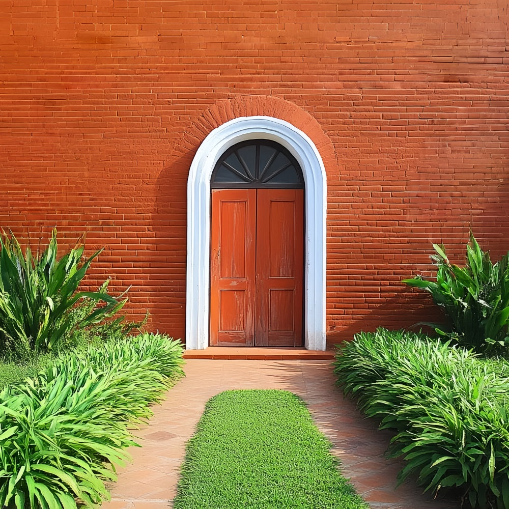 Toile de fond Mur de Brique Rouge Entrée Classique en Arche CSH6-137