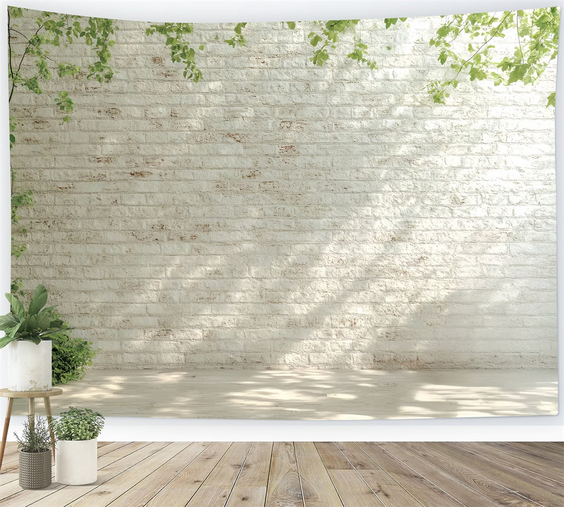 Toile de fond Brique Blanche Mur Blanc Lumière Matinale CSH6-140