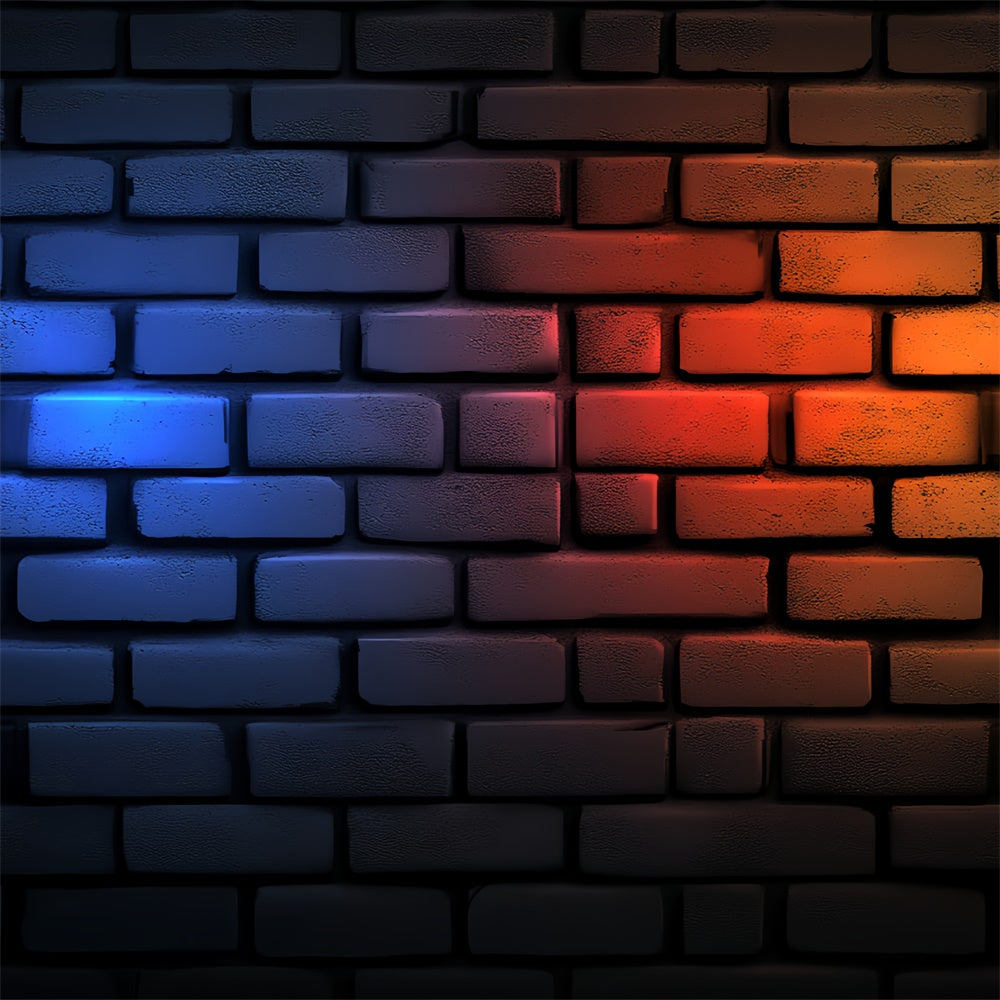 Toile de fond Photo Mur de Brique Rouge Bleu Effet Néon CSH6-143