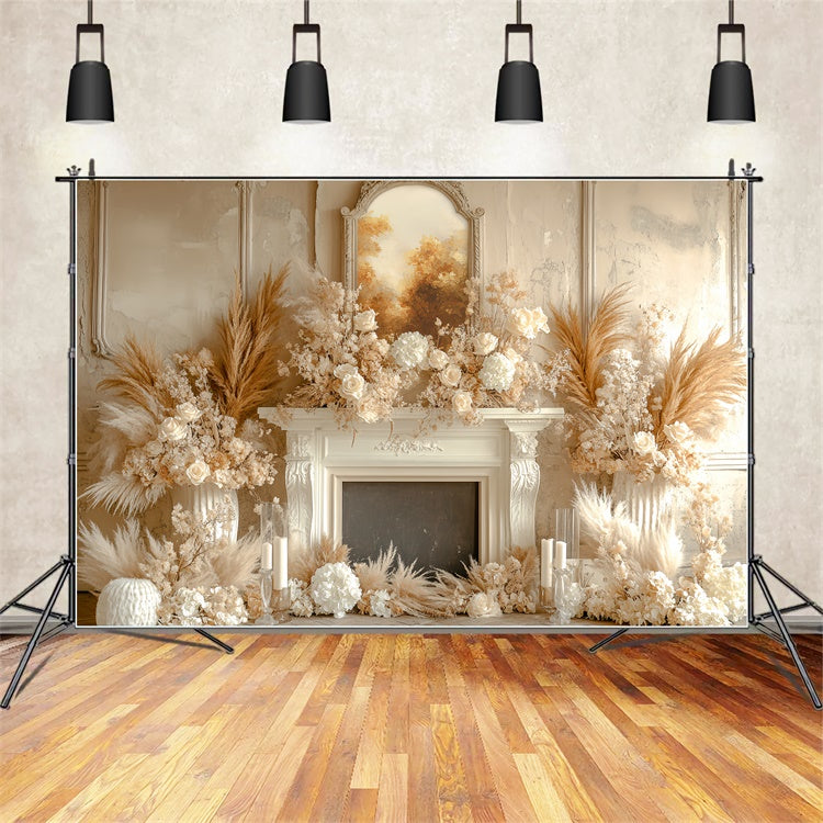 Toile de fond Automne Coin Bohème Foyer Fleuri Crème CSH6-183
