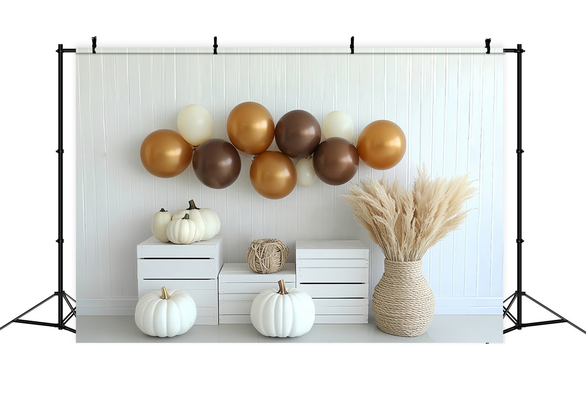 Toile de fond Photo Automne Citrouilles Crème et Ballons Bohème CSH6-196