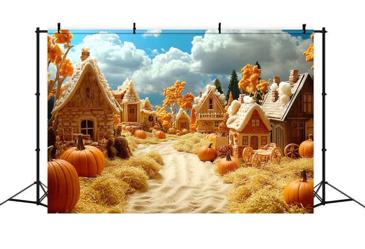 Toile de fond Photo Automne Allée du Cottage aux Citrouilles CSH6-197